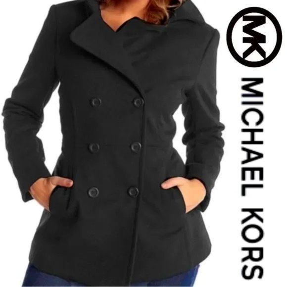 Michael Kors Black Wool Coat Jacket - Picture 1 of 5